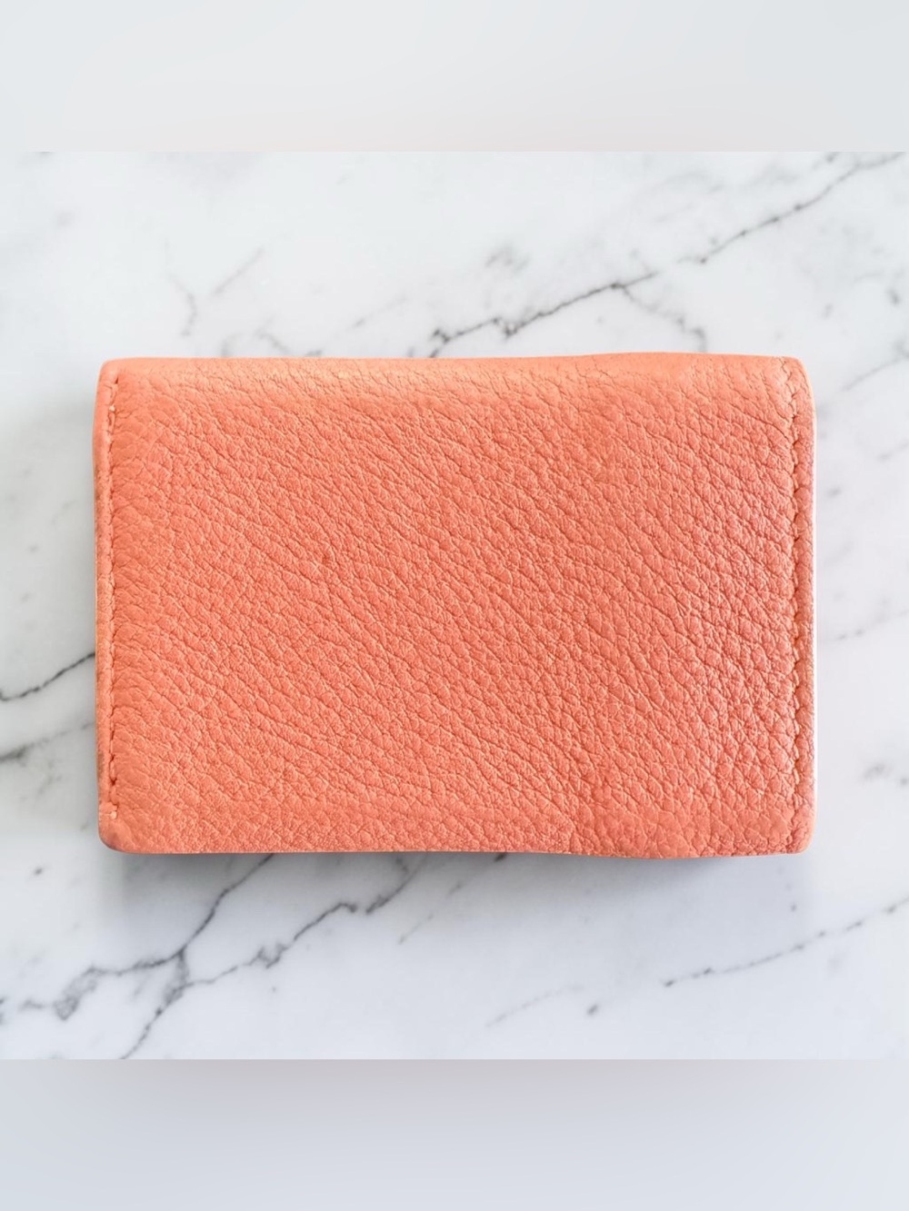 Balenciaga Pink Pebbled Leather Compact Wallet - Picture 2 of 8